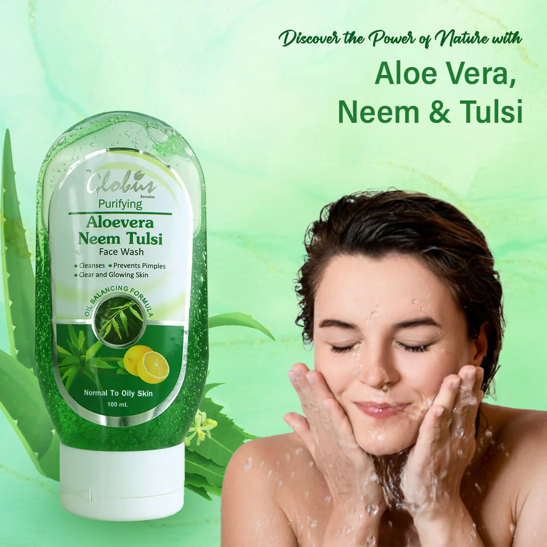 Globus Remedies Aloe vera Neem Tulsi Face Wash - Image 3
