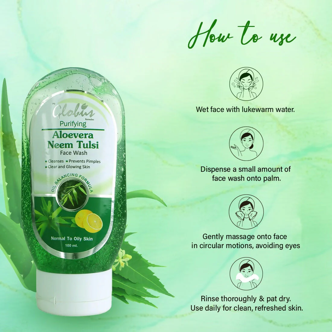 Globus Remedies Aloe vera Neem Tulsi Face Wash - Image 6
