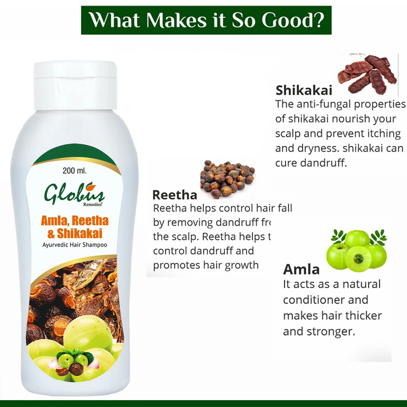 Globus Remedies Amla Reetha Shikakai Shampoo - Image 5