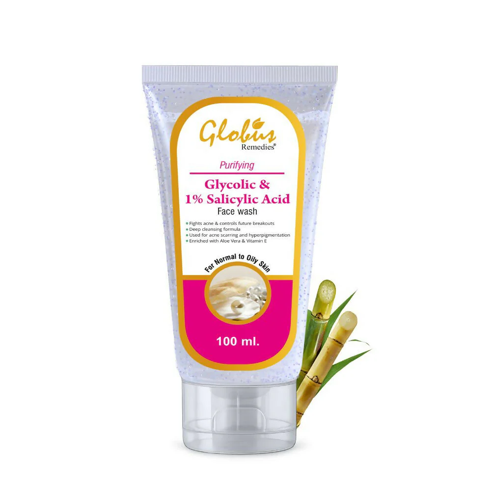 Globus Remedies Anti Acne Glycolic & 1% Salicylic Acid Face wash, For Oily & Acne Prone Skin