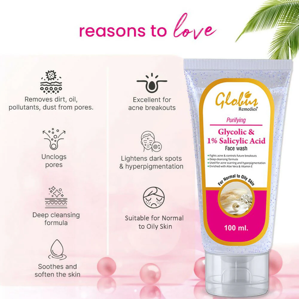 Globus Remedies Anti Acne Glycolic & 1% Salicylic Acid Face wash, For Oily & Acne Prone Skin - Image 4