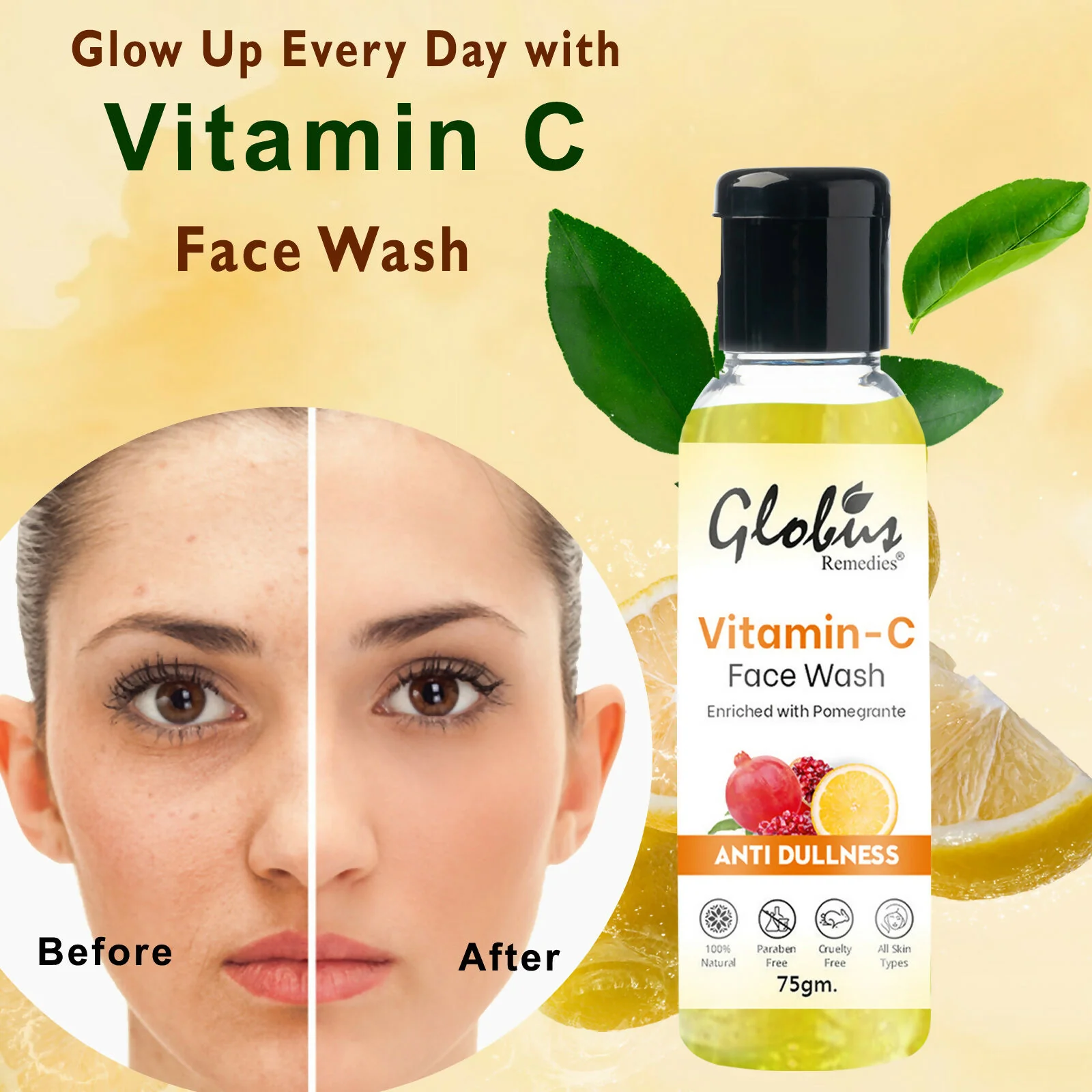 Globus Remedies Anti Ageing Globus Naturals Anti-Ageing Skin Brightening Vitamin C Face Wash - Image 10