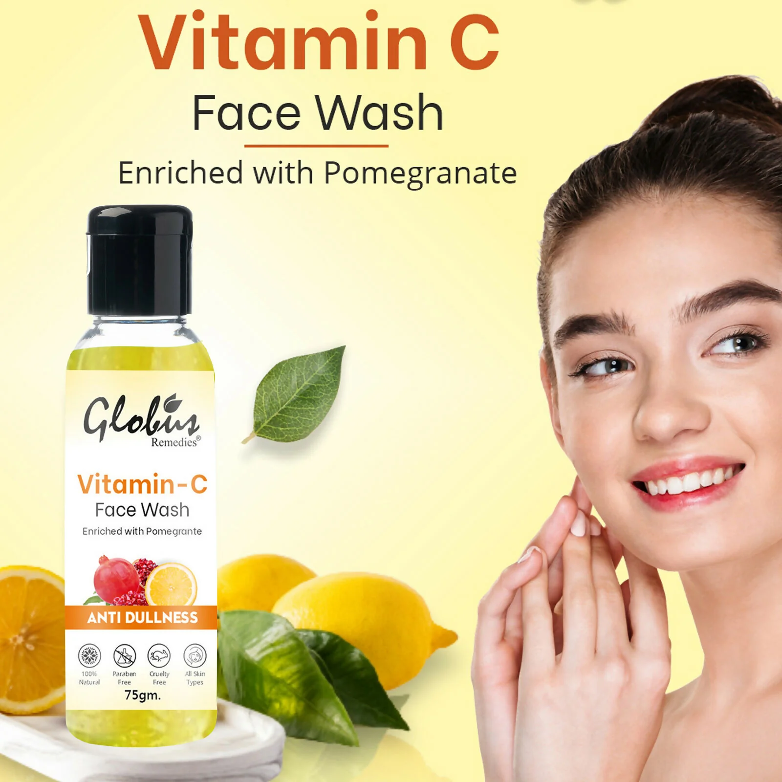 Globus Remedies Anti Ageing Globus Naturals Anti-Ageing Skin Brightening Vitamin C Face Wash - Image 3