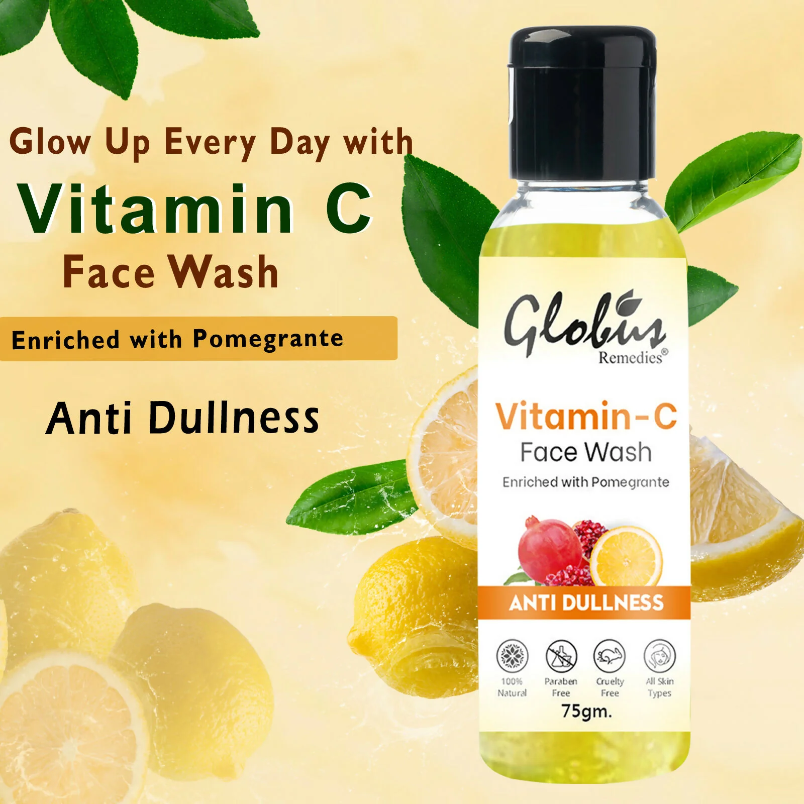 Globus Remedies Anti Ageing Globus Naturals Anti-Ageing Skin Brightening Vitamin C Face Wash - Image 9