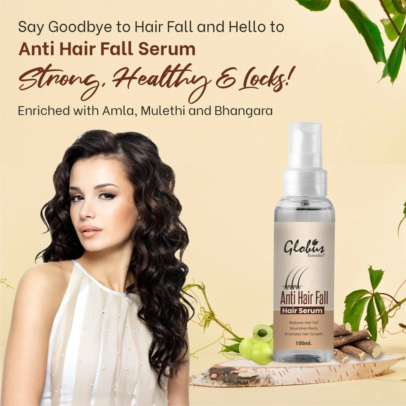 Globus Remedies Anti-Hair Fall Hair Serum, For Frizzy Hair, Smoothens Rough Ends, Adds Instant Shine - Image 2