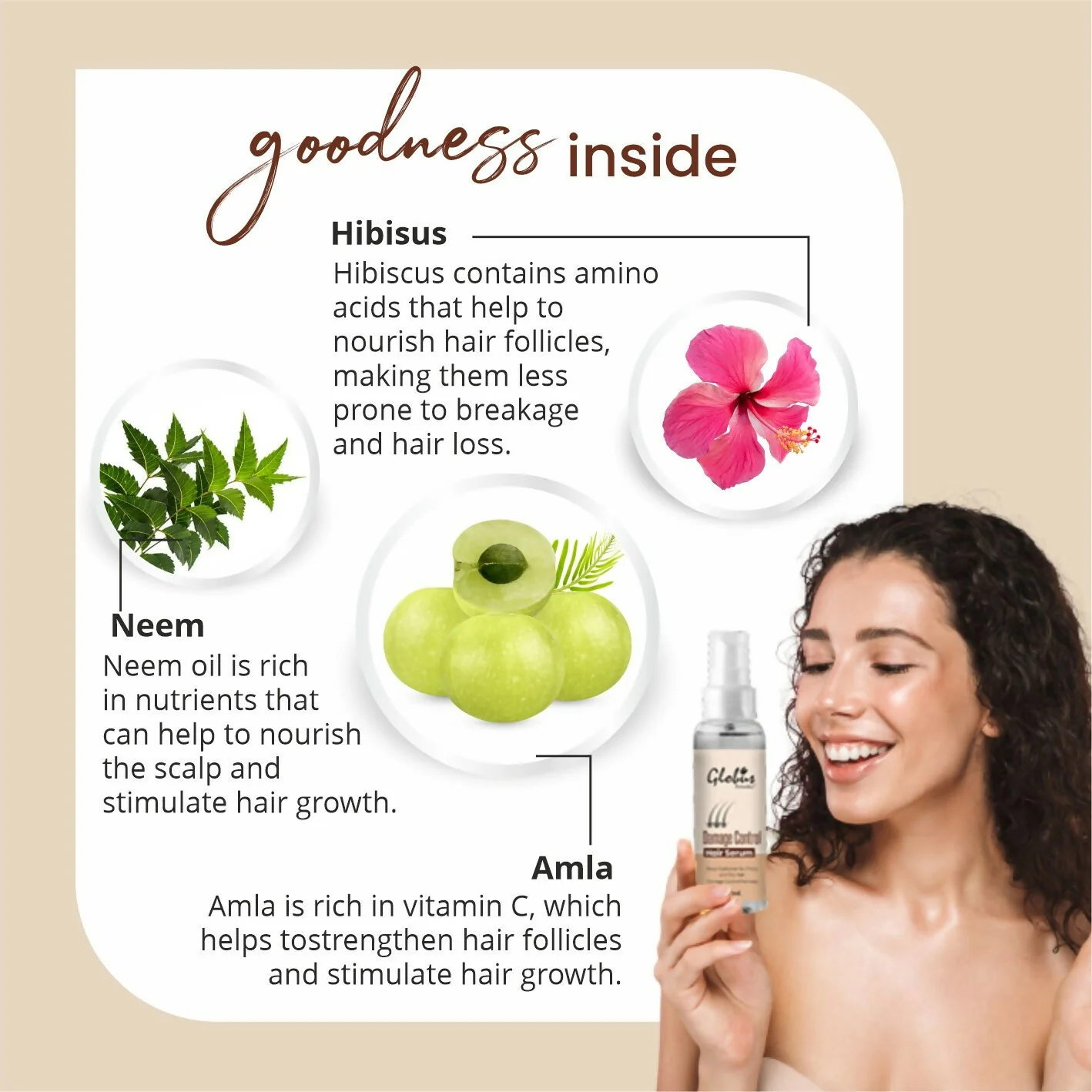 Globus Remedies Damage Control Hair Serum, For Frizzy Hair, Smoothens Rough Ends, Adds Instant Shine,100ml - Image 4