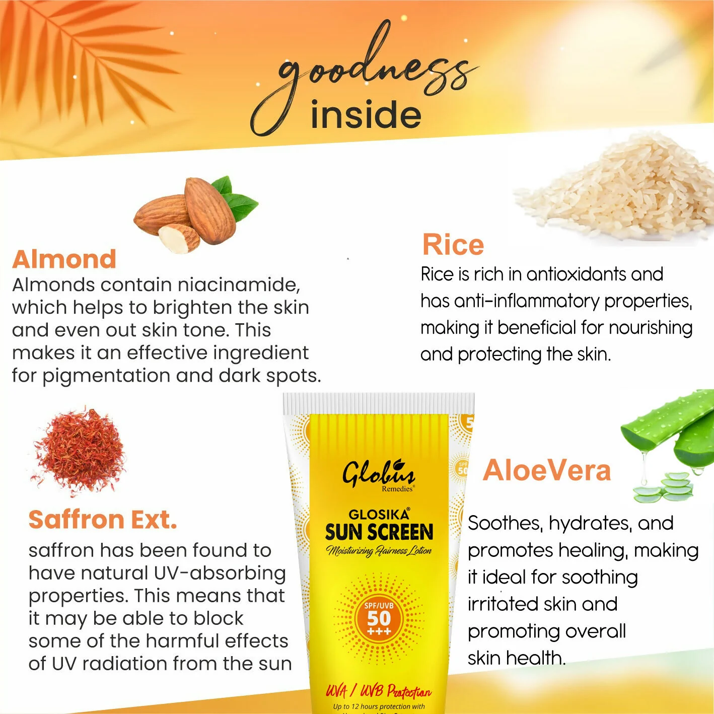 Globus Remedies Glosika Sunscreen Lotion, SPF 50 PA+++ Up to 12 hrs Protection - Image 8