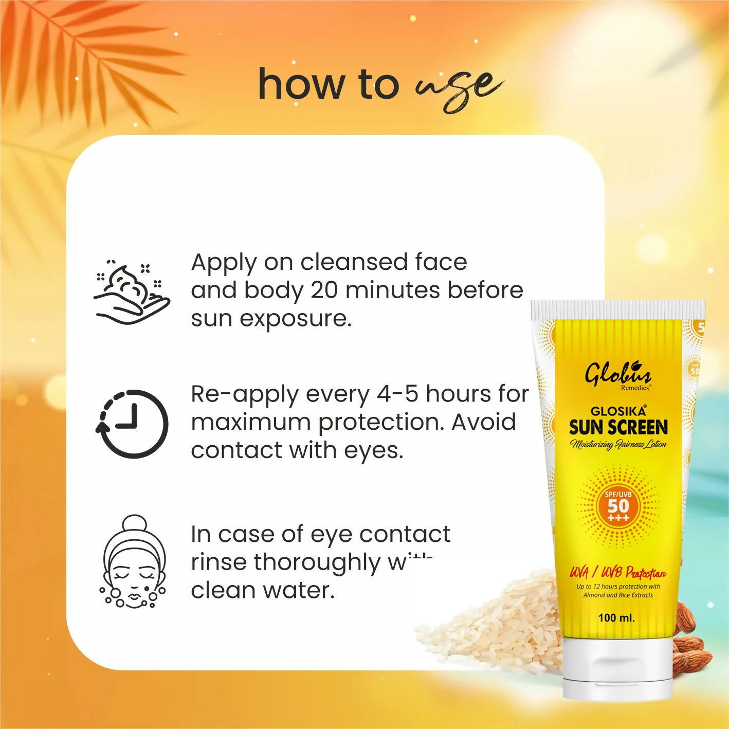 Globus Remedies Glosika Sunscreen Lotion, SPF 50 PA+++ Up to 12 hrs Protection - Image 9