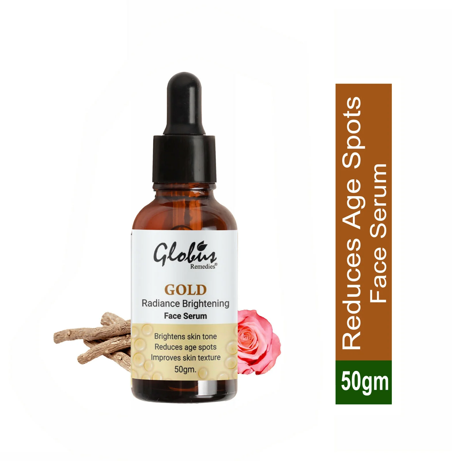 Globus Remedies Gold Radiance Anti Aging Face Serum, For Skin Lightening & Dark Spots Removal - Image 2