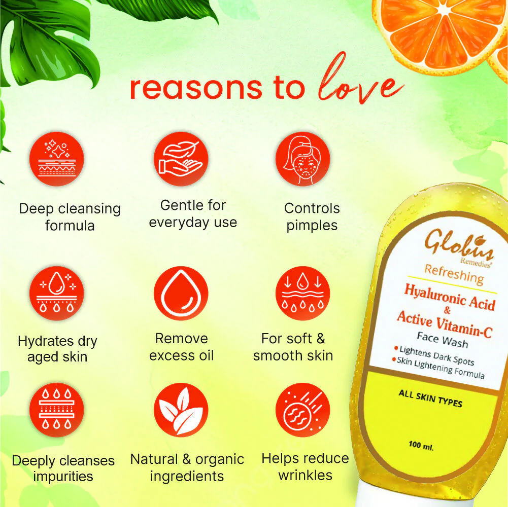 Globus Remedies Hyaluronic Acid & Vitamin C Face wash - Image 3
