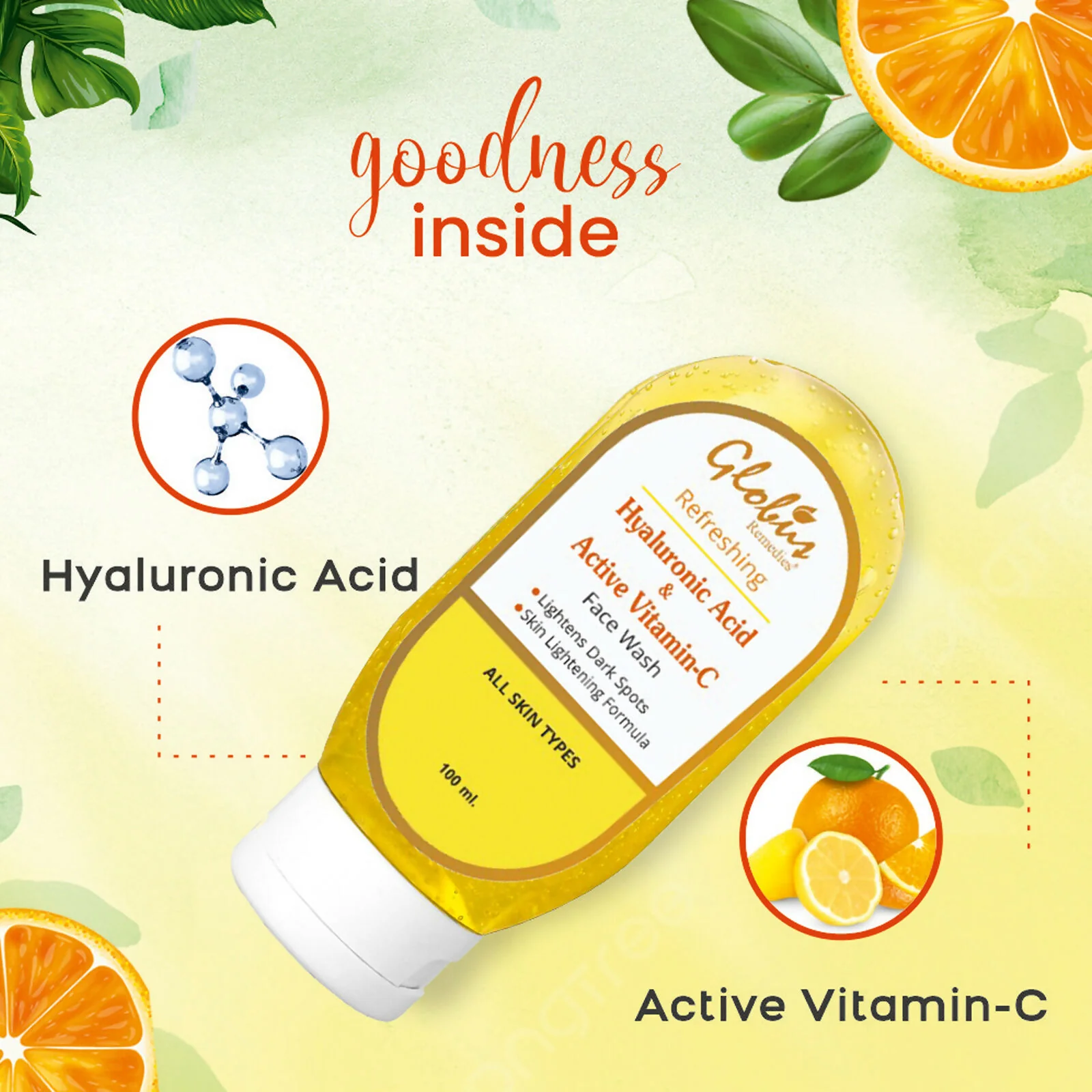 Globus Remedies Hyaluronic Acid & Vitamin C Face wash - Image 4