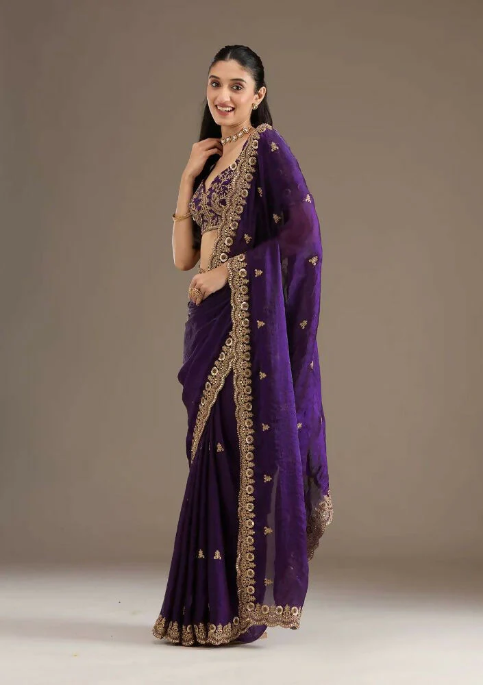 Joban Fashion Blue Frendy Satin Silk Party Wear Sarees - Image 5