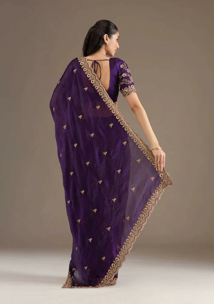 Joban Fashion Blue Frendy Satin Silk Party Wear Sarees - Image 6