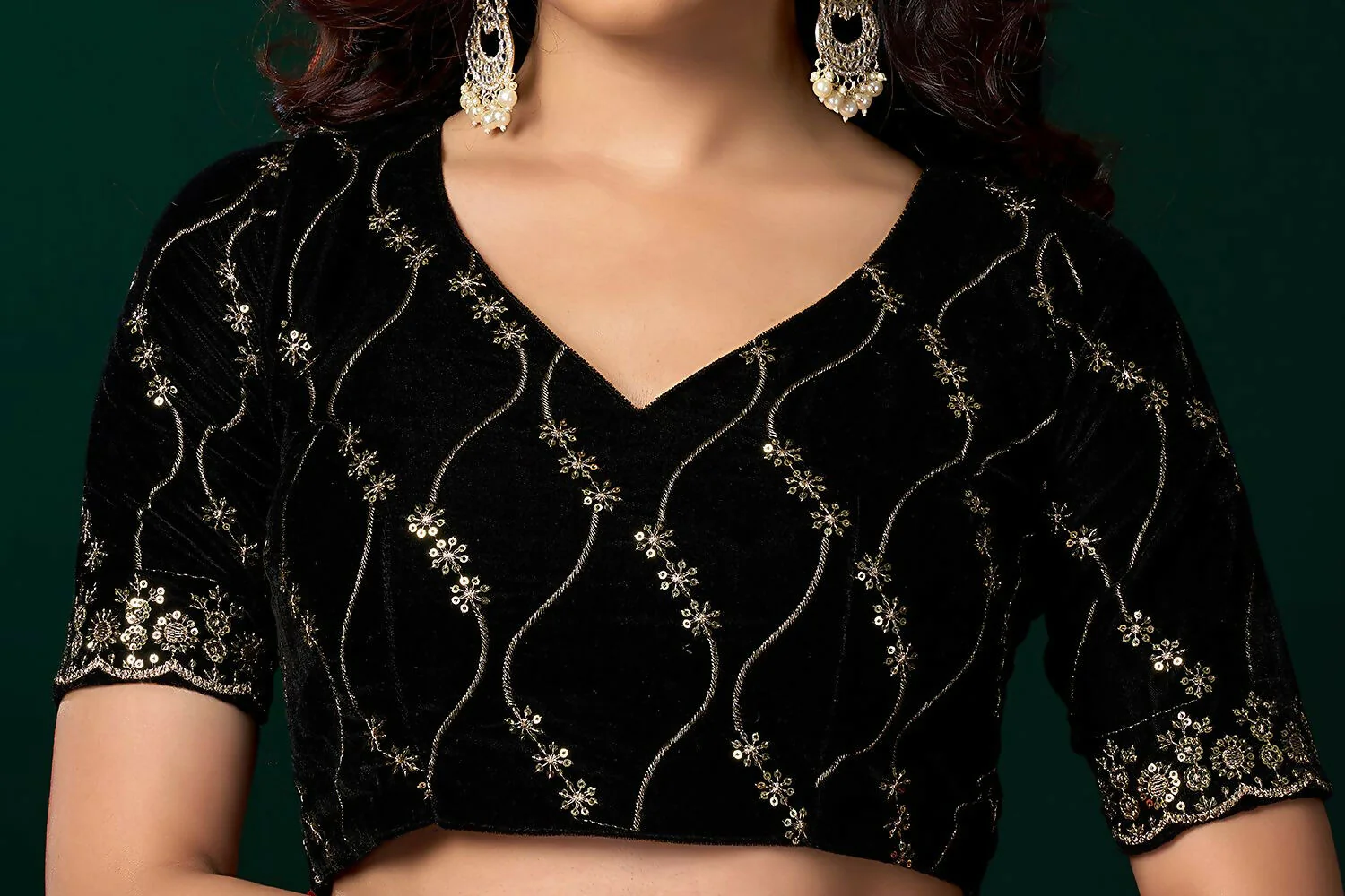 Joban Fashion Green Net Party Wear Sarees - Image 5