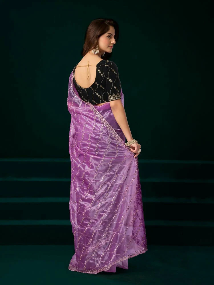 Joban Fashion Lavender Net Party Wear Sarees - Image 7