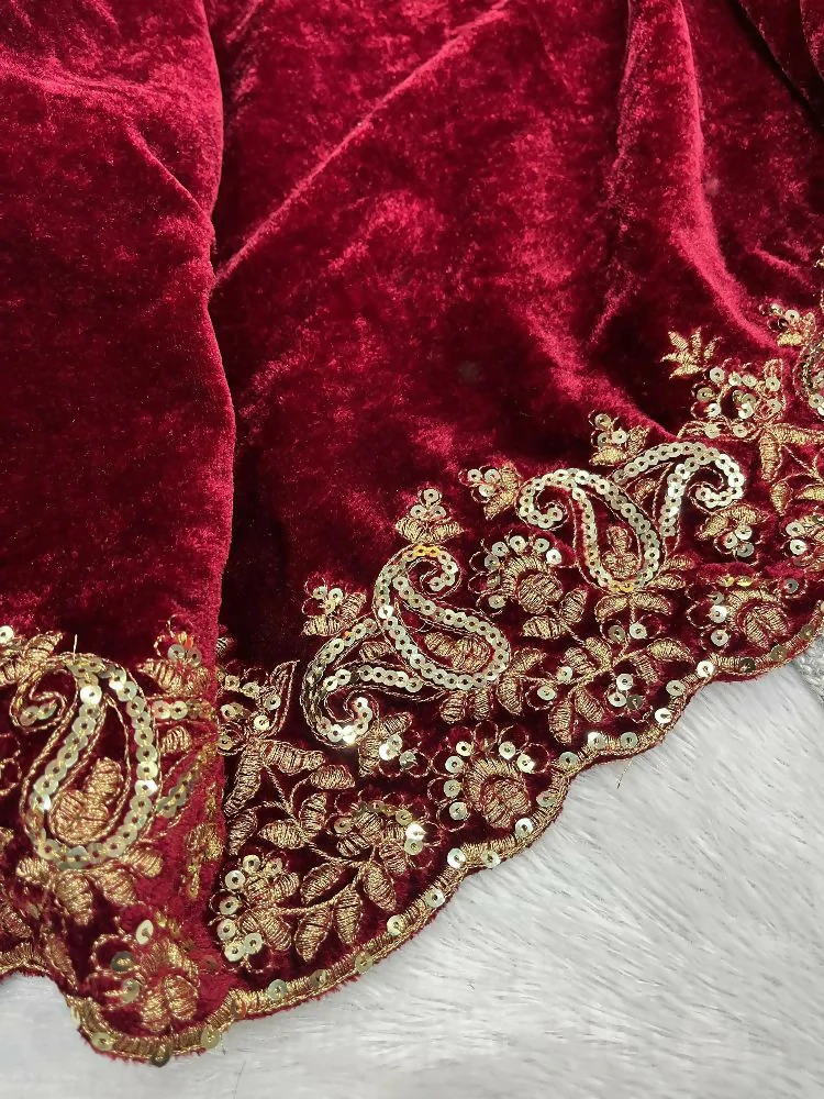Joban Fashion Maroon 9000 Velvet Party Wear Sarees - Image 8