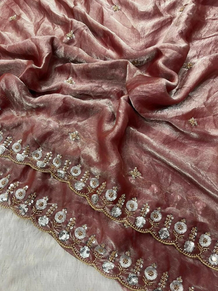 Joban Fashion Maroon Fandy Satin Silk Party Wear Sarees - Image 6