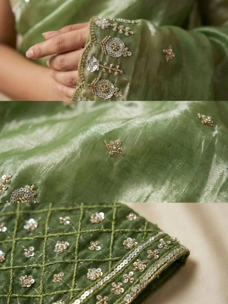 Joban Fashion Mehndi Fandy Satin Silk Party Wear Sarees - Image 7
