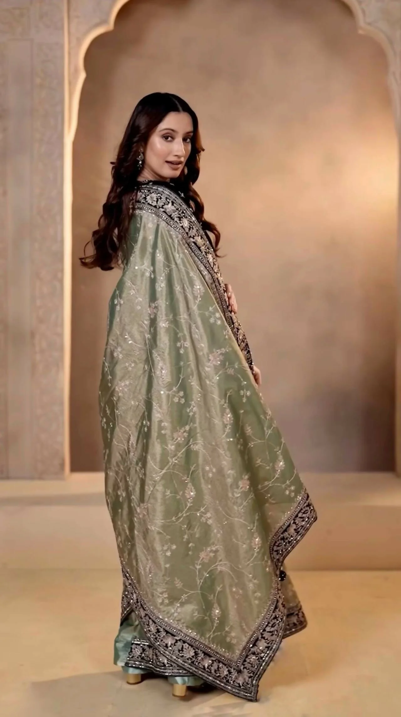 Joban Fashion Mehndi Soft Mocha Silk Party Wear Sarees - Image 3