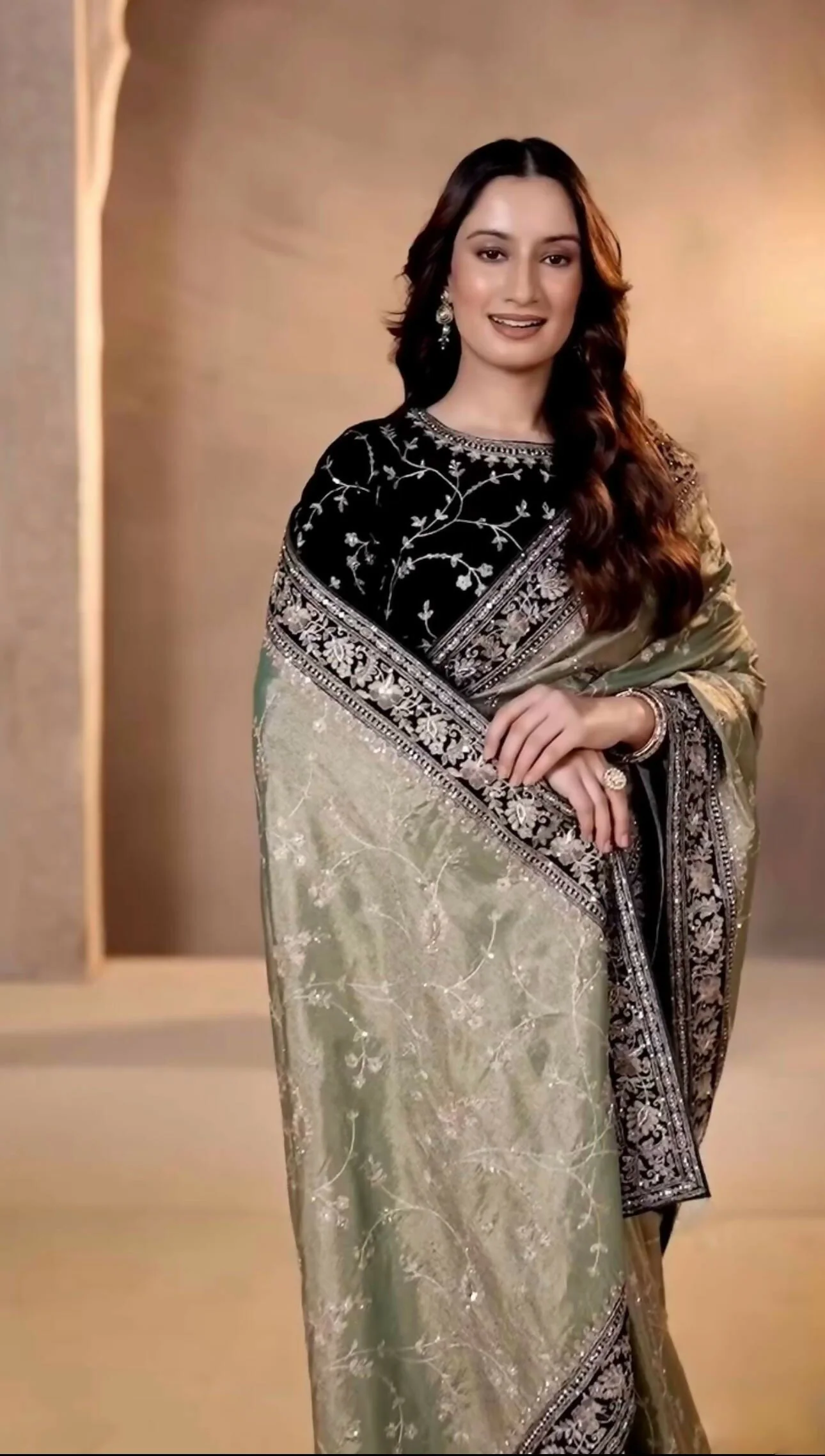 Joban Fashion Mehndi Soft Mocha Silk Party Wear Sarees - Image 4
