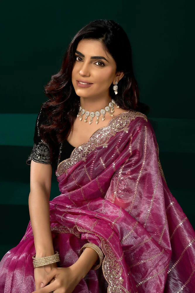 Joban Fashion Pink Net Party Wear Sarees - Image 8