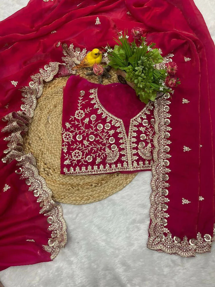 Joban Fashion Red Frendy Satin Silk Party Wear Sarees - Image 8