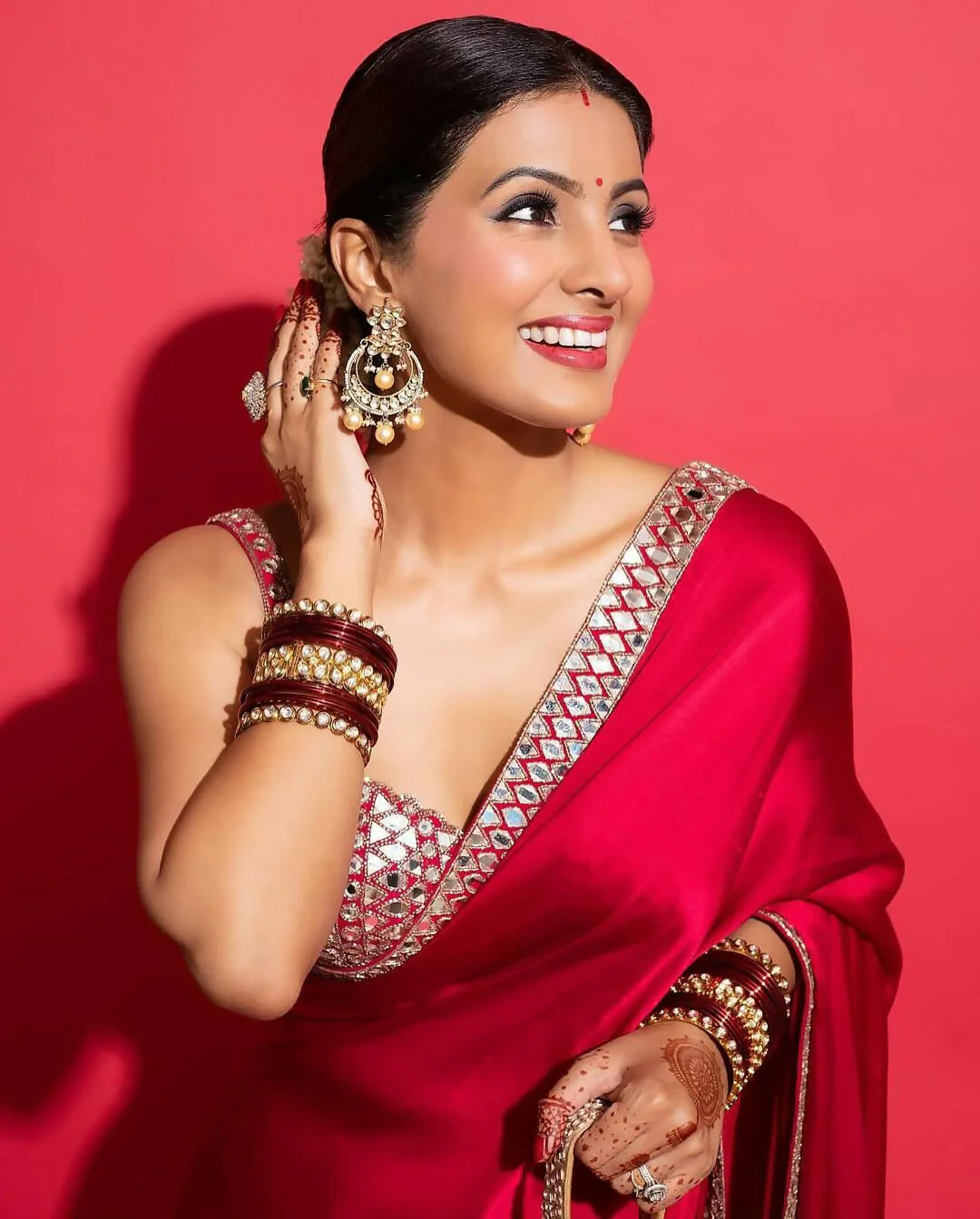 Joban Fashion Red Rangoli silk Party Wear Sarees - Image 3