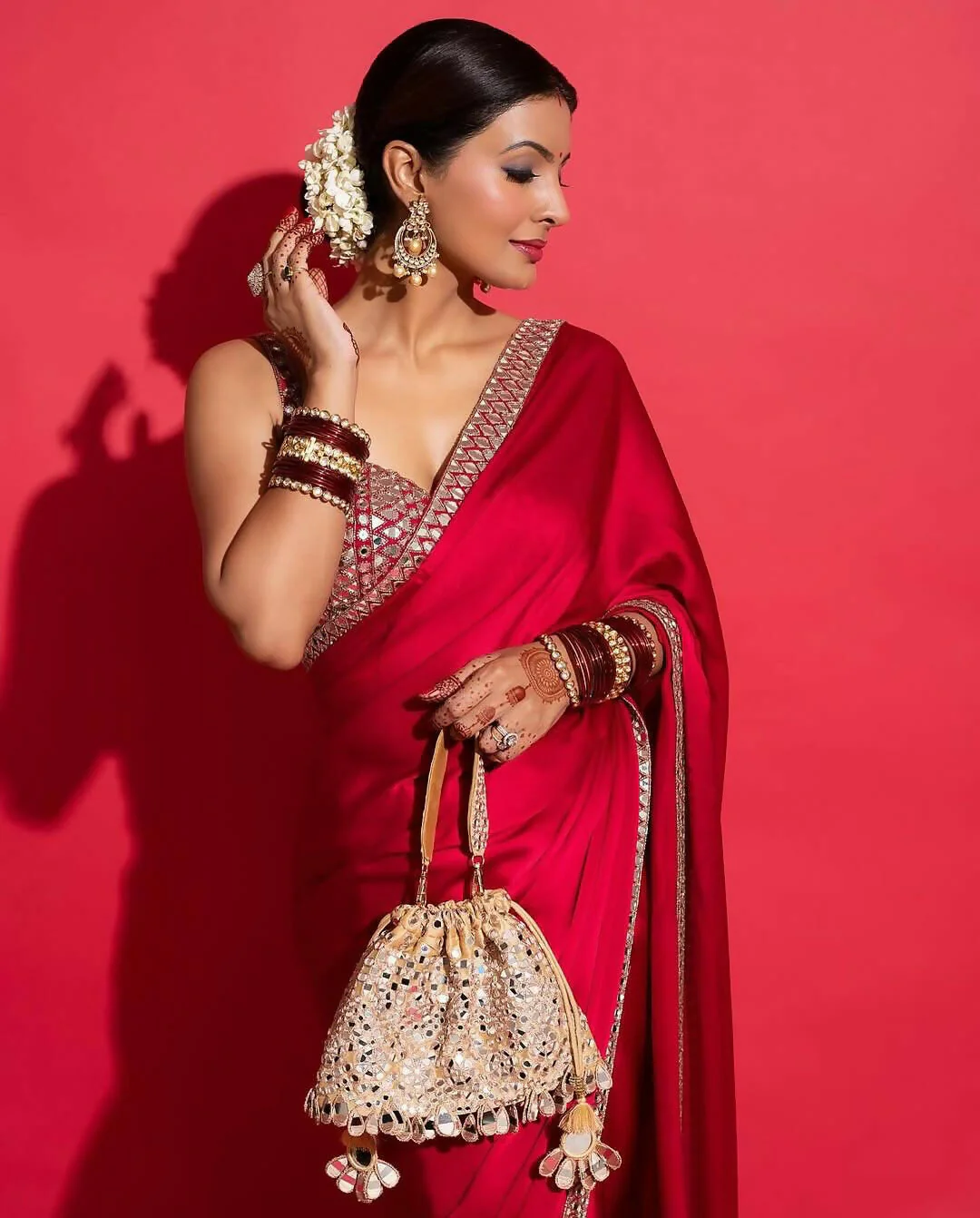 Joban Fashion Red Rangoli silk Party Wear Sarees - Image 5