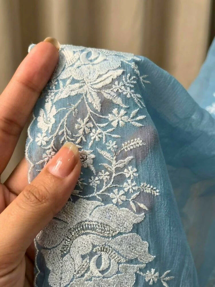 Joban Fashion Sky Blue Candy Crush Party Wear Sarees - Image 3