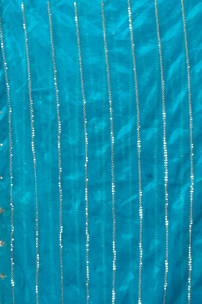 Joban Fashion Turquoise Blue Net Party Wear Sarees - Image 9