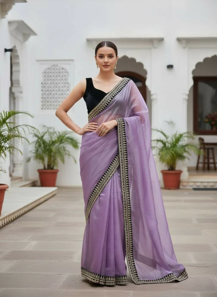 Joban Fashion Wine Soft twill Net Party Wear Sarees