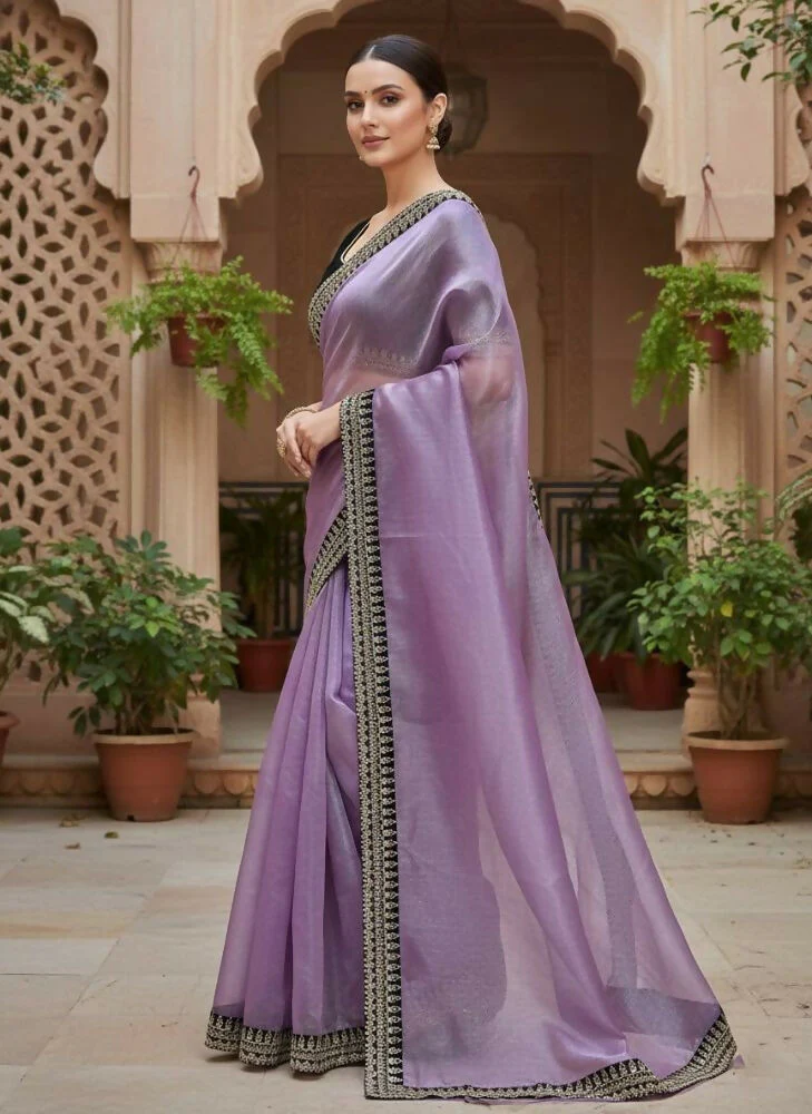 Joban Fashion Wine Soft twill Net Party Wear Sarees - Image 4