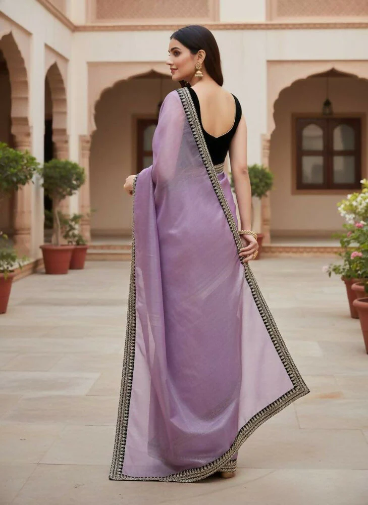 Joban Fashion Wine Soft twill Net Party Wear Sarees - Image 5
