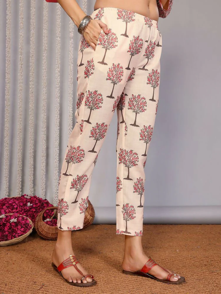 Joban Fashion Women Cream Linen Printed Stitched Kurta Set - Image 7
