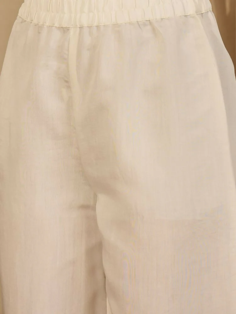 Joban Fashion Women Cream Roman Silk Embroidered Stitched Kurta Set - Image 4