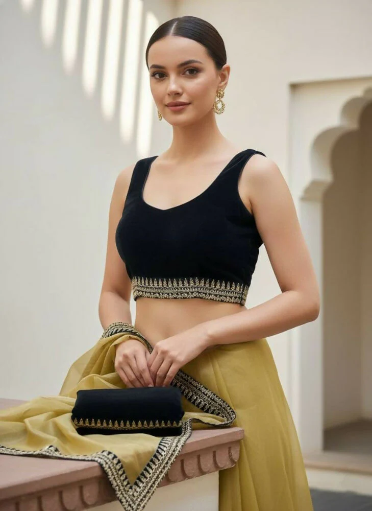 Joban Fashion Yellow Soft twill Net Party Wear Sarees - Image 4