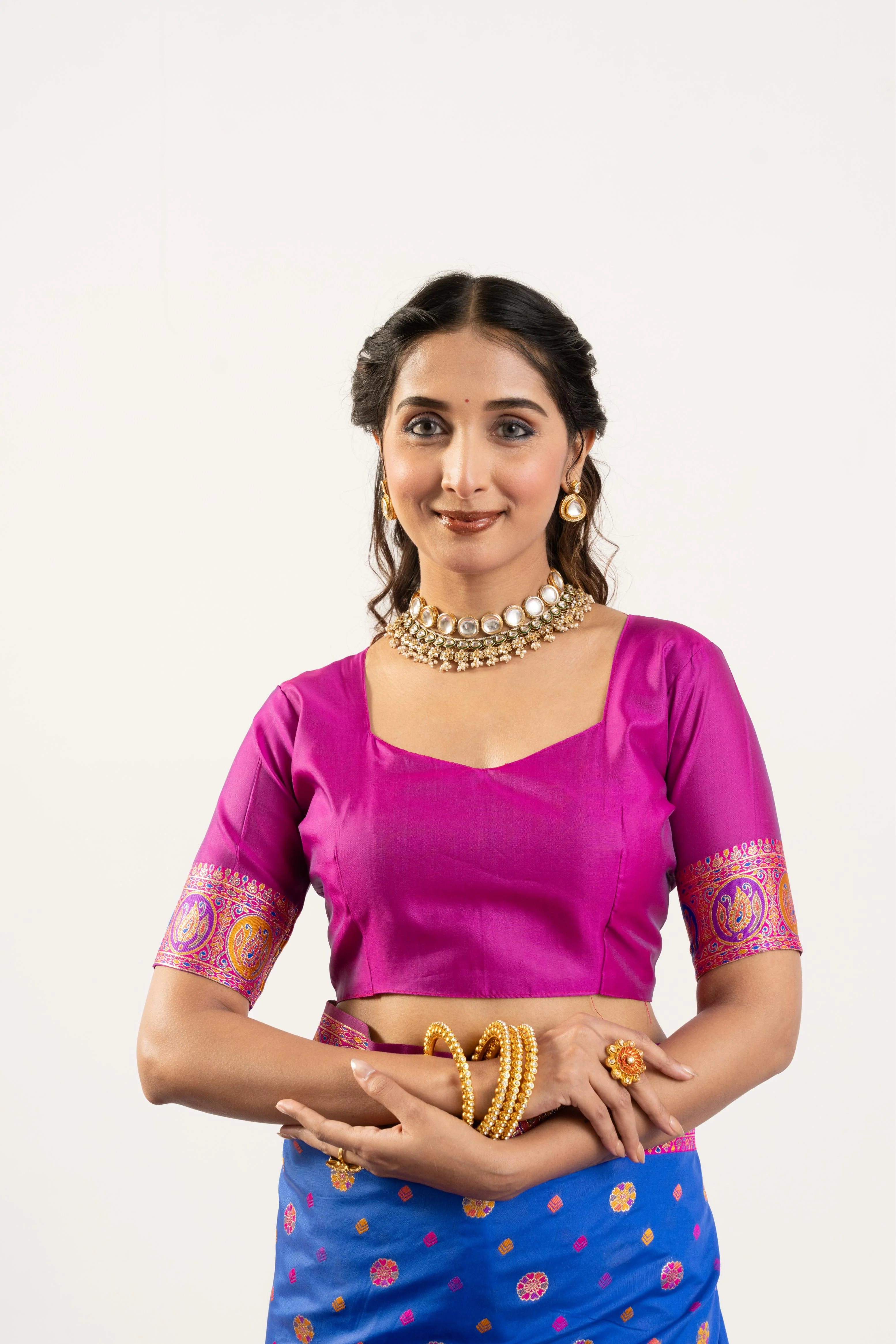 Jyoti Fashion Women's Blue Banarasi Pashmina Soft Silk Zari Woven Saree with Blouse - Image 3