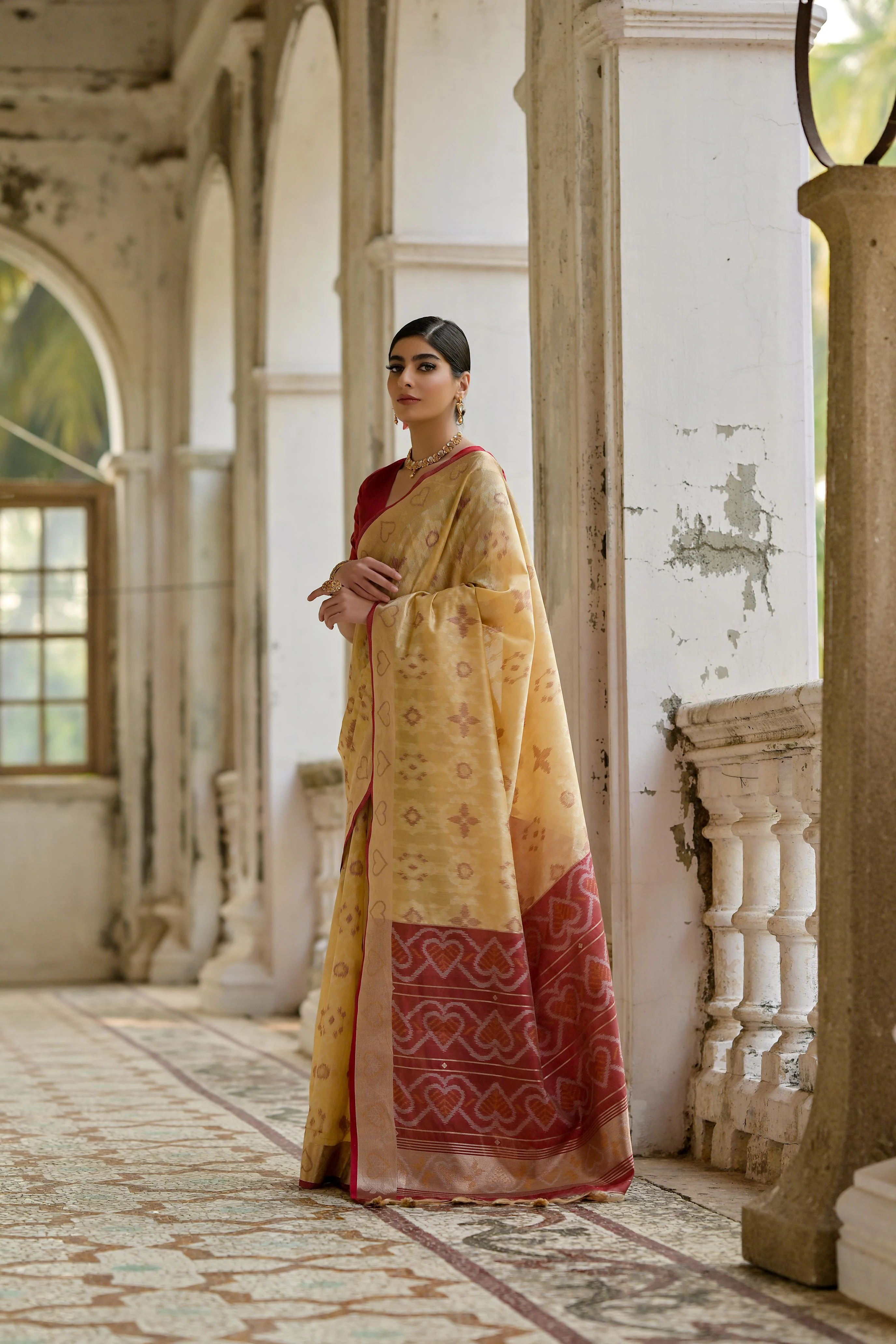 Jyoti Fashion Women's Cream Soft Raw Silk Zari Woven Saree with Blouse - Image 2
