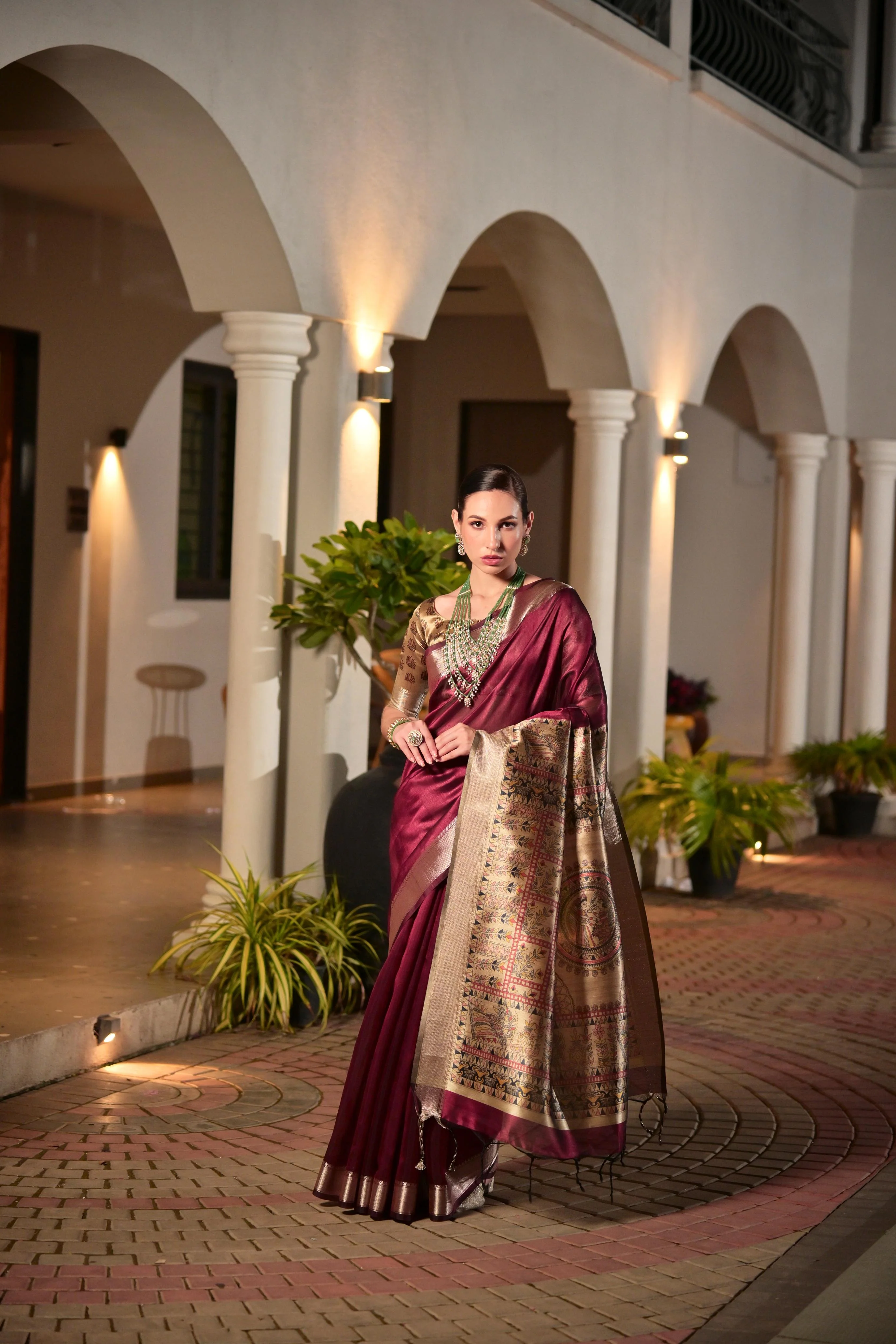Jyoti Fashion Women's Maroon Soft Khadi Raw Silk Zari Woven Saree with Blouse - Image 4