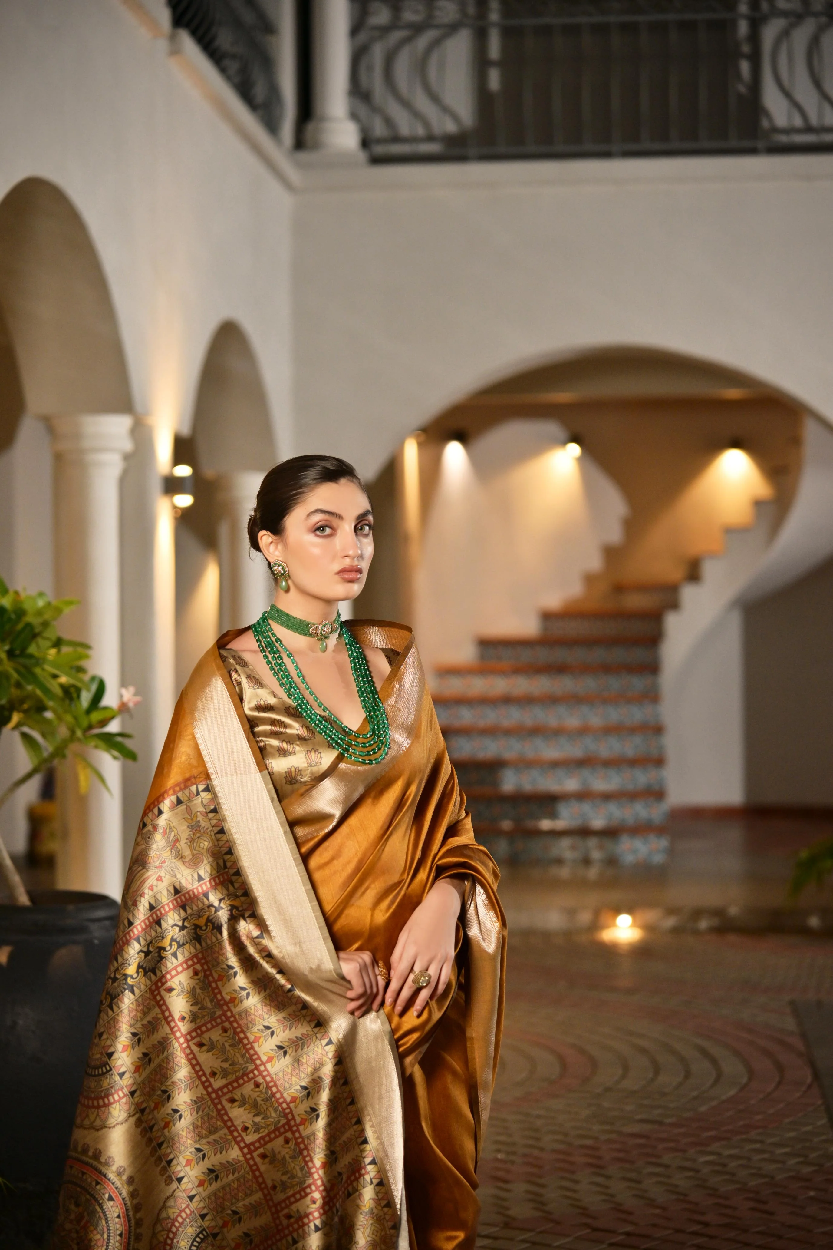 Jyoti Fashion Women's Mustard Soft Khadi Raw Silk Zari Woven Saree with Blouse - Image 3