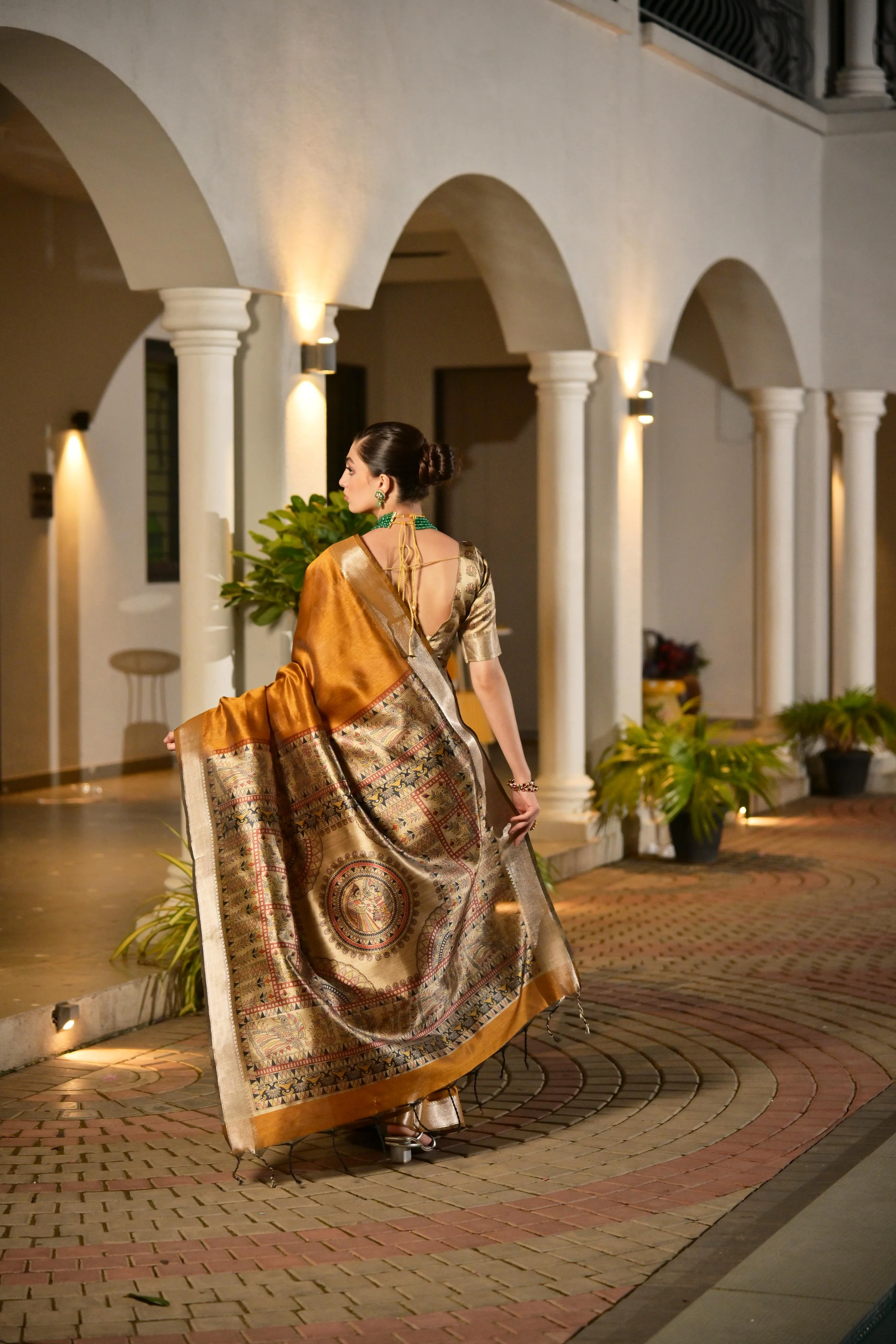 Jyoti Fashion Women's Mustard Soft Khadi Raw Silk Zari Woven Saree with Blouse - Image 5
