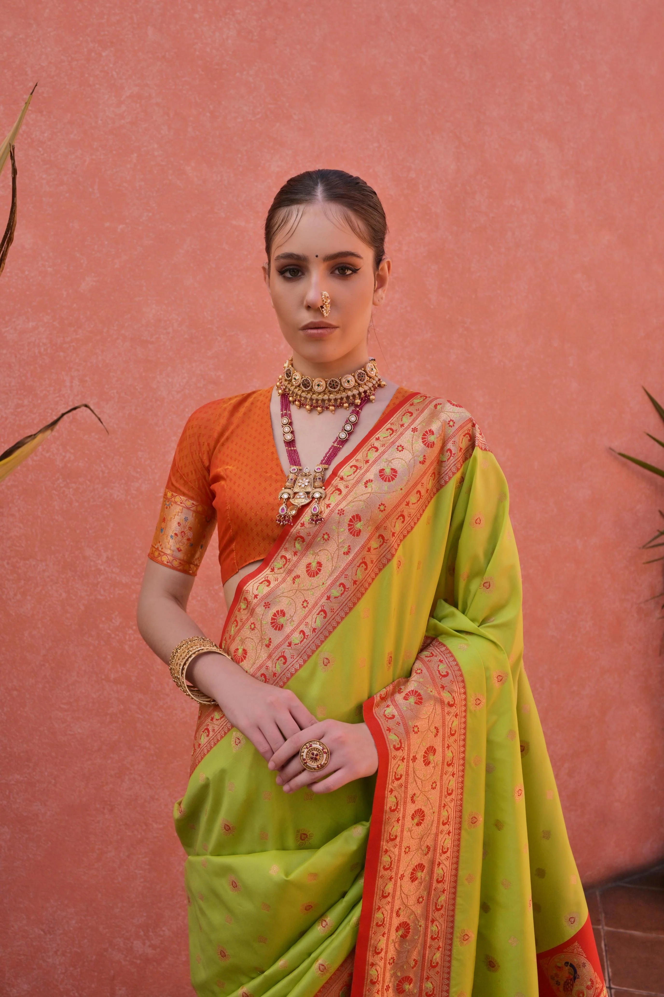 Jyoti Fashion Women's Pista Green Paithani Silk Zari Woven Saree with Blouse - Image 3