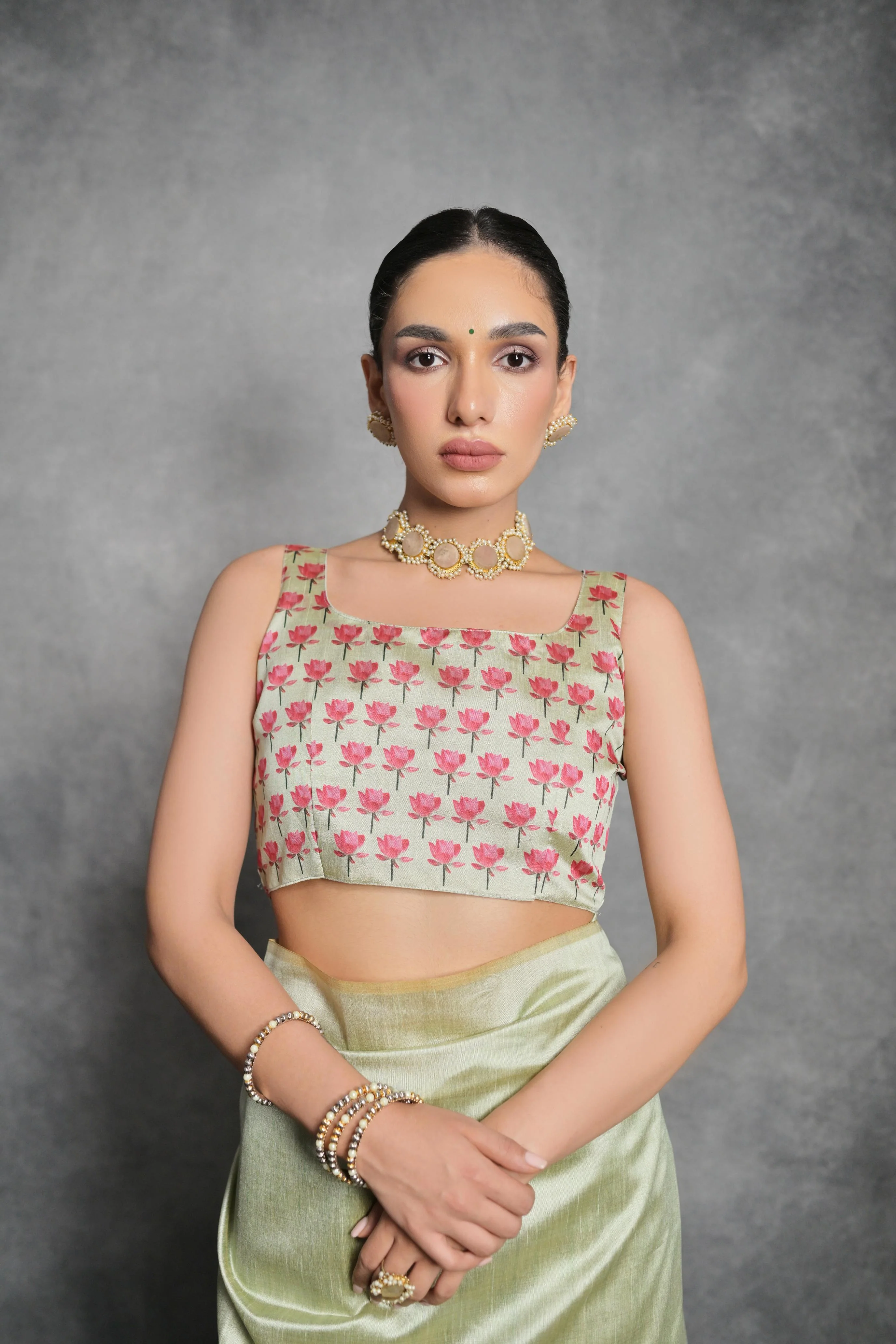 Jyoti Fashion Women's Pista Green Soft Tussar Silk Floral Printed Saree with Blouse - Image 4