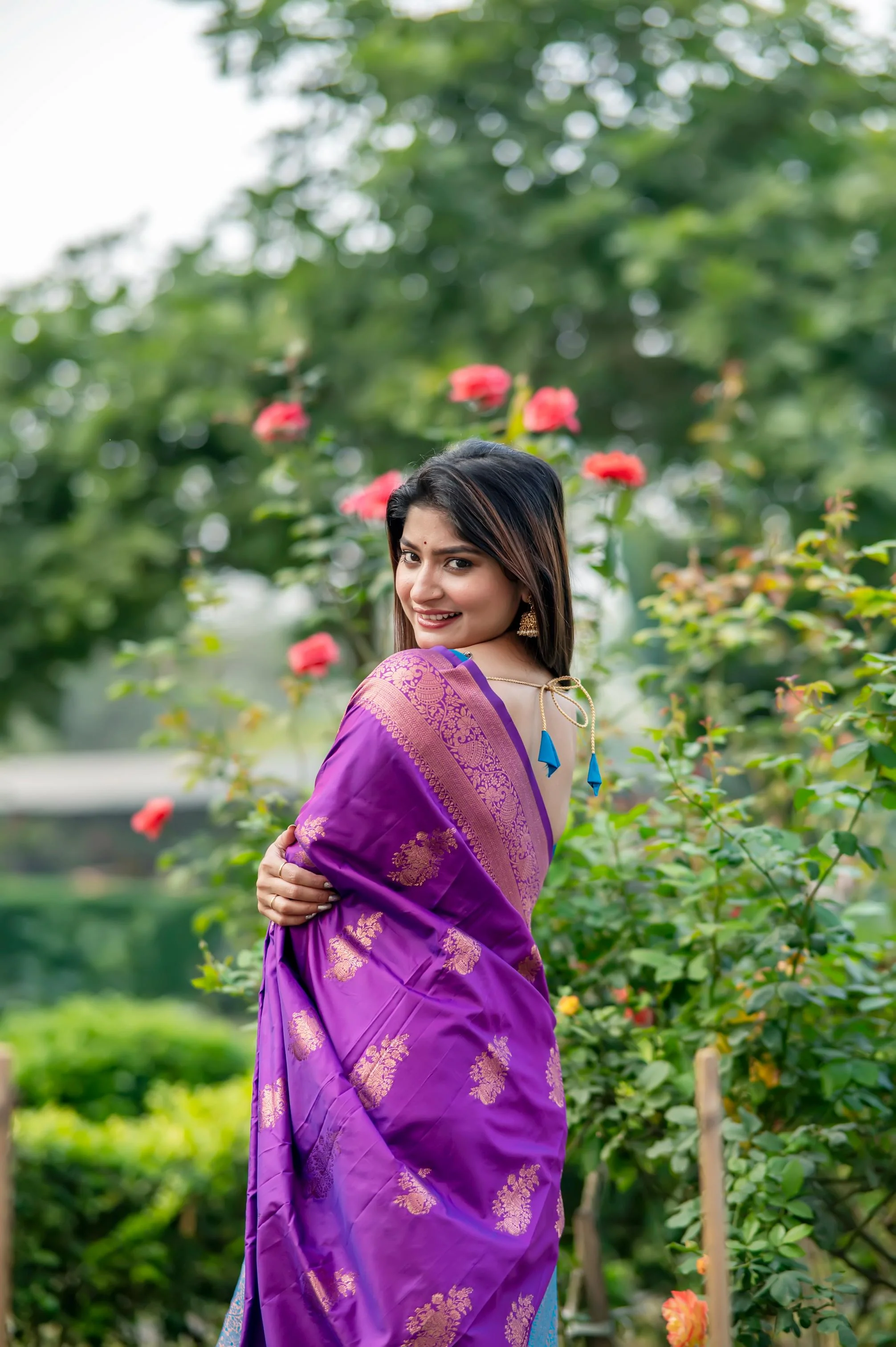 Jyoti Fashion Women's Purple Soft Banarasi Silk Zari Woven Saree with Blouse - Image 3