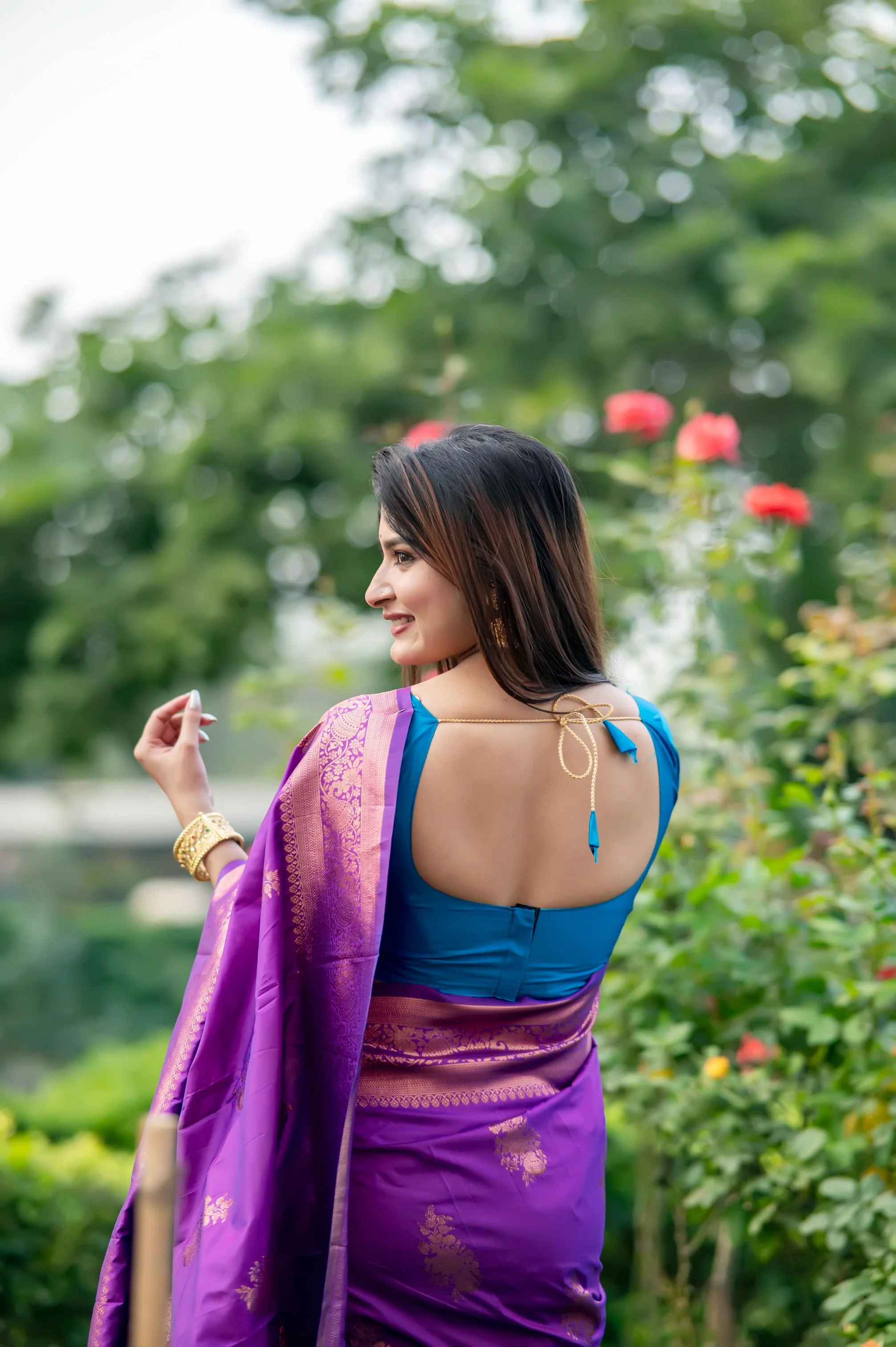 Jyoti Fashion Women's Purple Soft Banarasi Silk Zari Woven Saree with Blouse - Image 4
