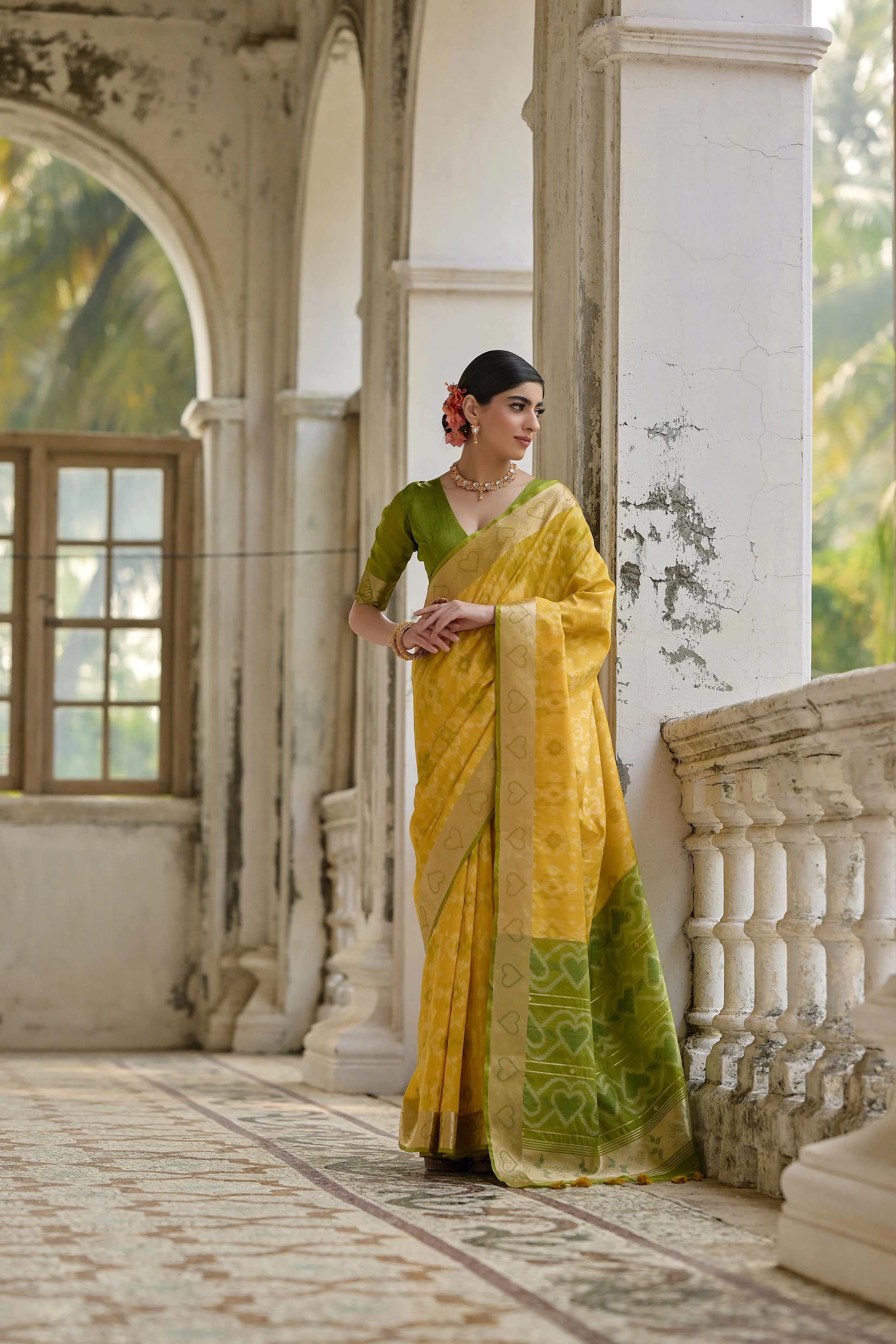 Jyoti Fashion Women's Yellow Soft Raw Silk Zari Woven Saree with Blouse