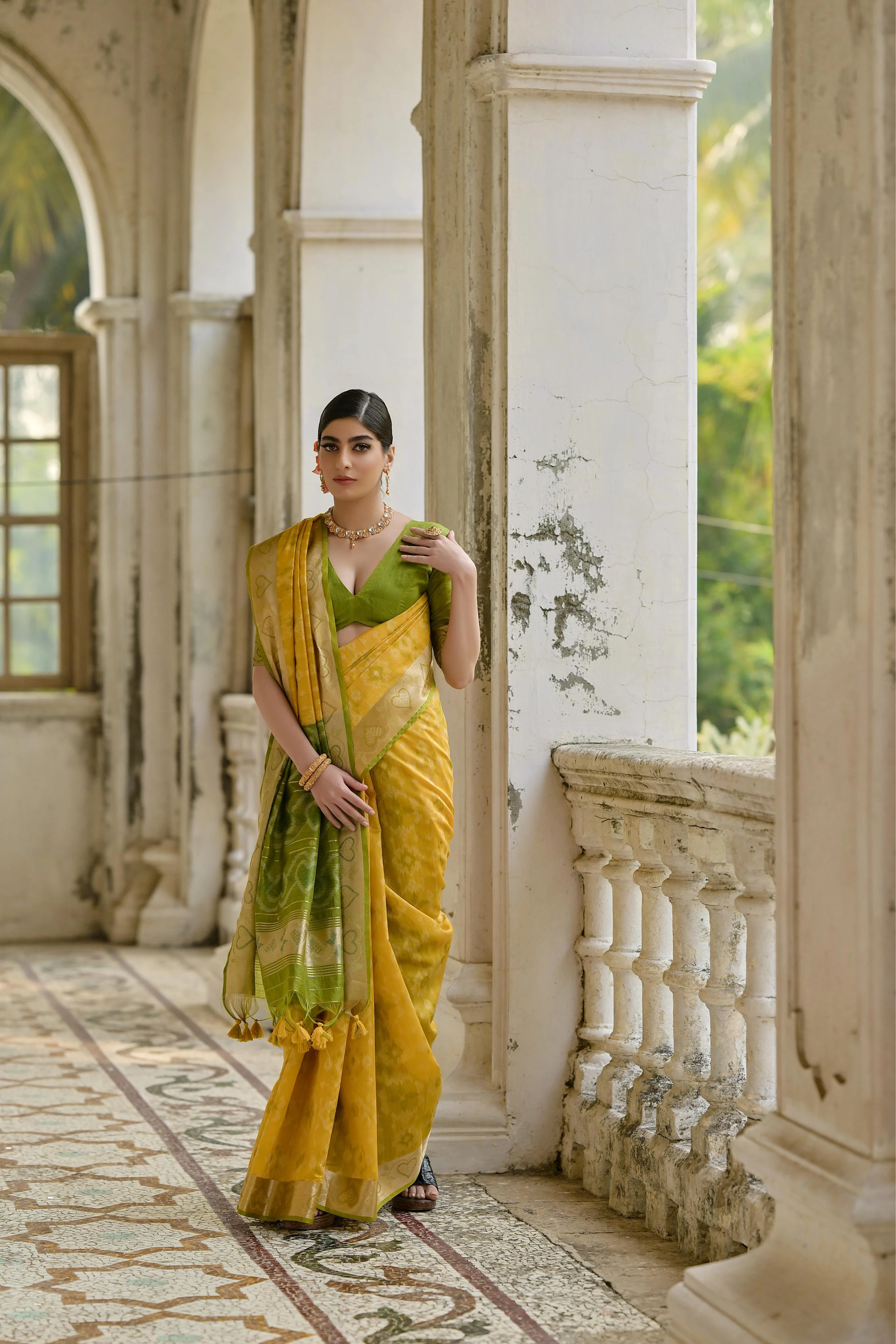 Jyoti Fashion Women's Yellow Soft Raw Silk Zari Woven Saree with Blouse - Image 4