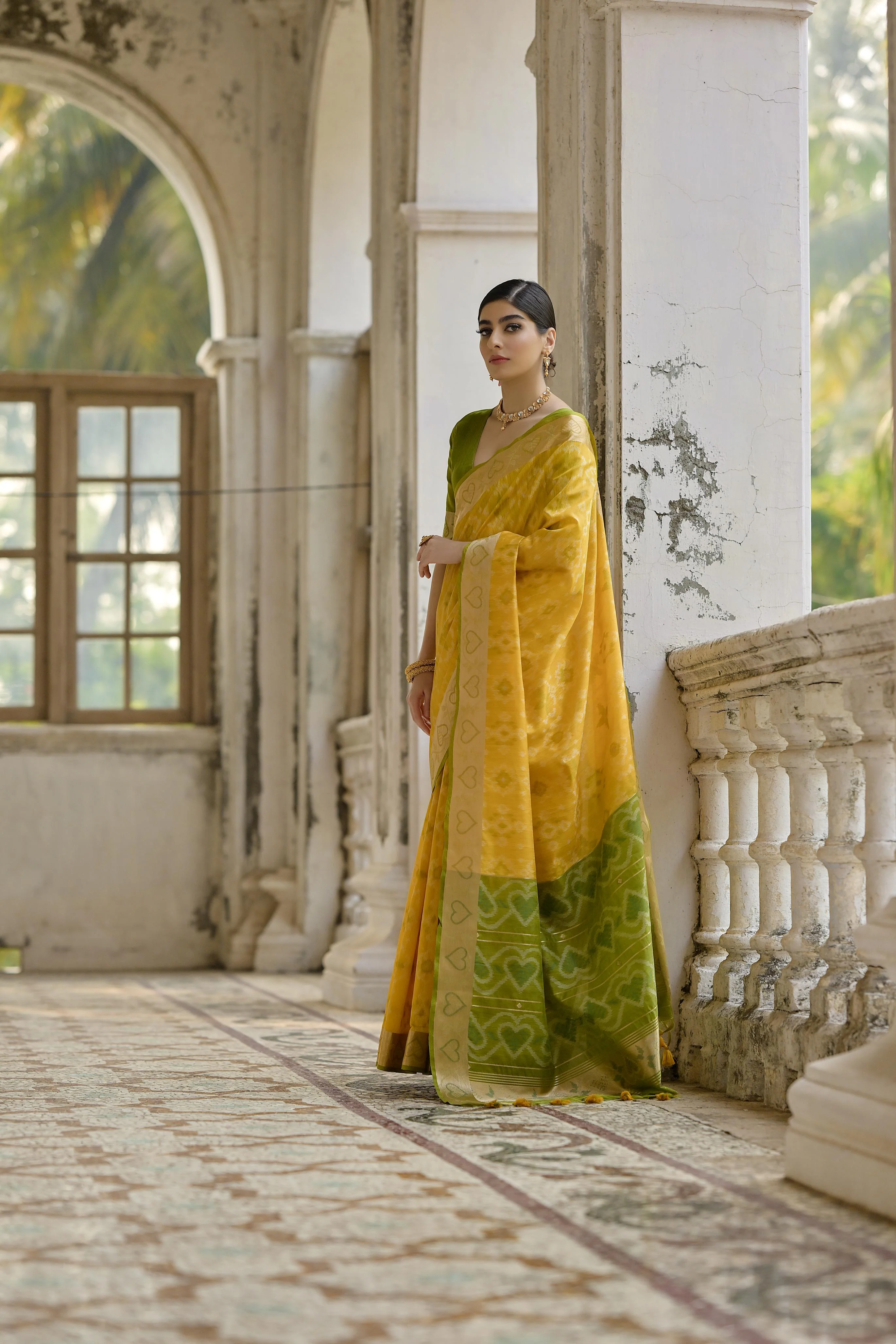 Jyoti Fashion Women's Yellow Soft Raw Silk Zari Woven Saree with Blouse - Image 5