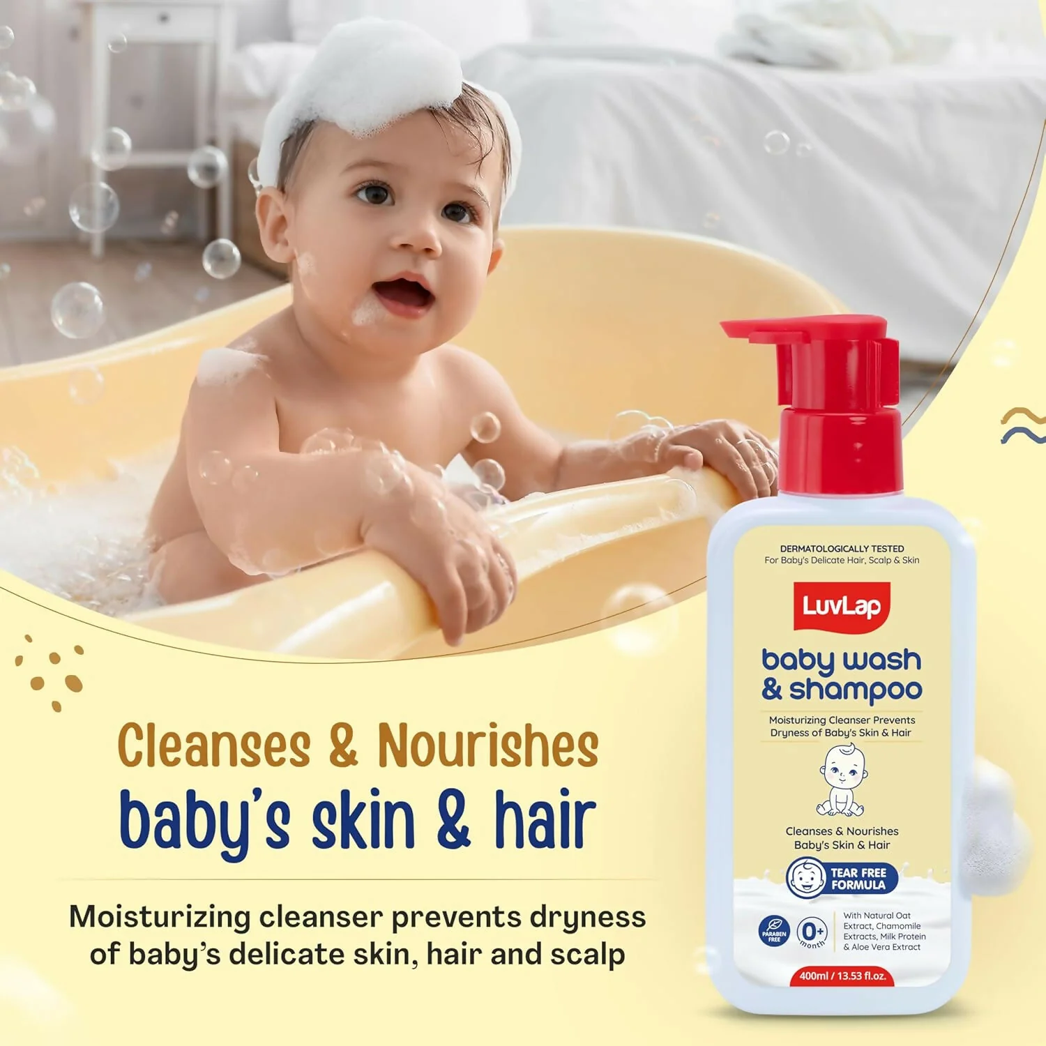LuvLap Baby Wash & Shampoo with Chamomile, Milk Protein, Oatmeal & Shea Butter - Image 5