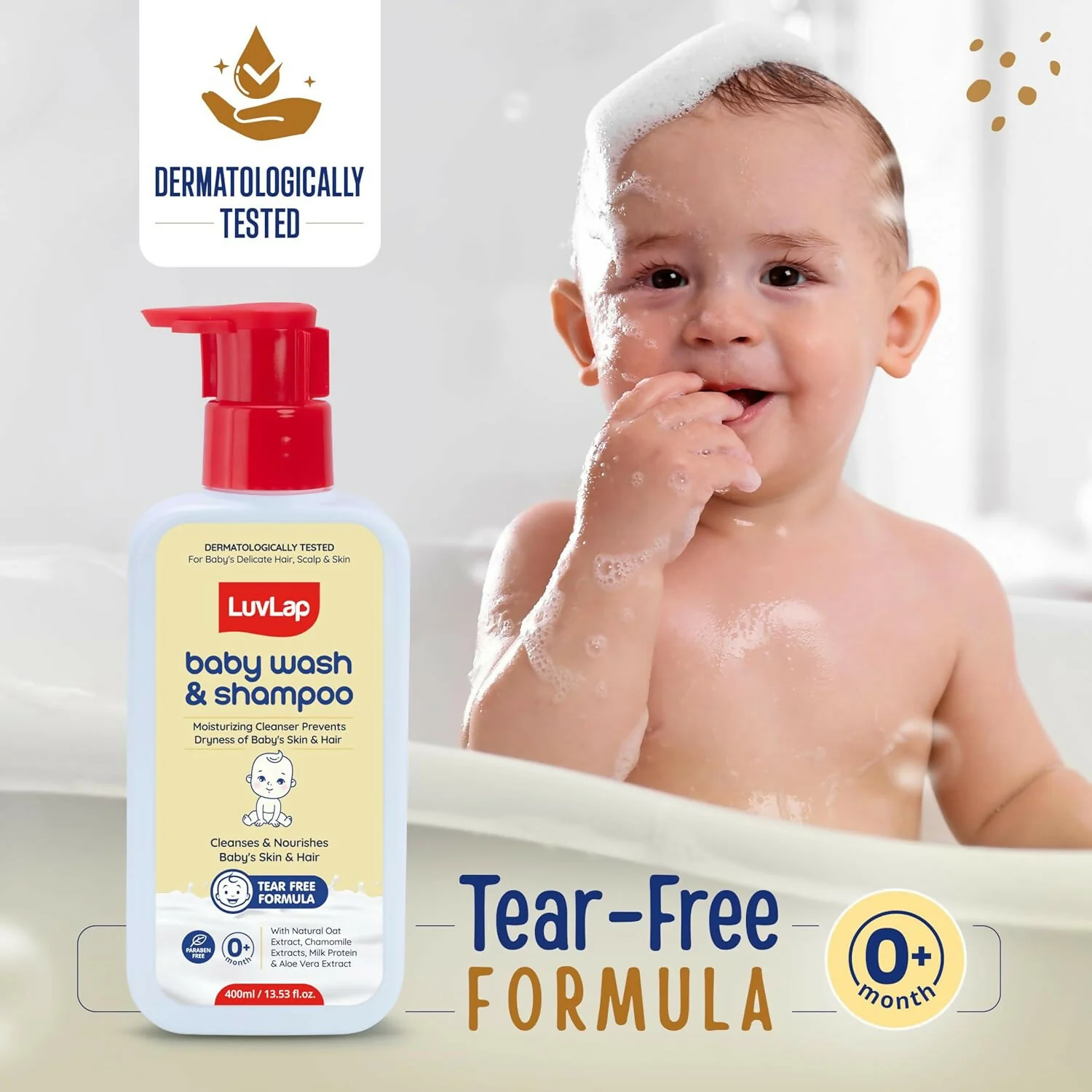 LuvLap Baby Wash & Shampoo with Chamomile, Milk Protein, Oatmeal & Shea Butter - Image 7